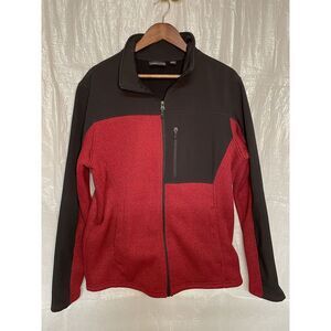 SWISS‎ TECH Men's Fleece Jacket Red Black Full Zip Outdoor Hiking Size Large